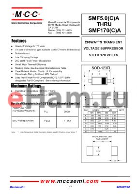 SMF64A-TP datasheet - 200WATTS TRANSIENT VOLTAGE SUPPRESSOR 5.0 TO 170 VOLTS