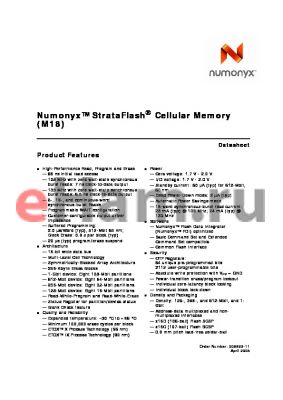 PF38F5070M0YWW0 datasheet - StrataFlash^ Cellular Memory
