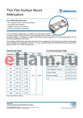 PFC-A1206LF-01-75R0-1D00 datasheet - Thin Film Surface Mount Attenuators