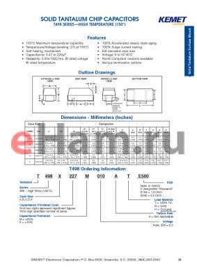 T498B685M006AHE500 datasheet - SOLID TANTALUM CHIP CAPACITORS