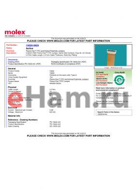 SD-15020-001 datasheet - 0.50mm Pitch Premo-Flex FFC Jumper, Same Side Contacts (Type A), 23 Circuits