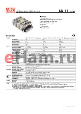 SD-15B-24 datasheet - 15W Single Output DC-DC Converter