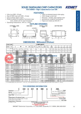 T510E226M006AGE030 datasheet - SOLID TANTALUM CHIP CAPACITORS