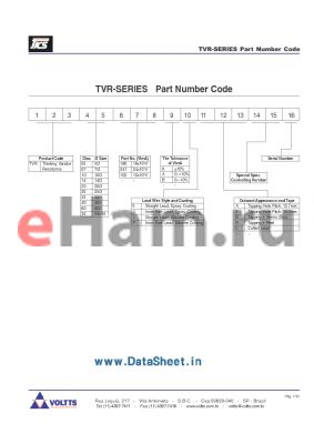 TVR34201KQ datasheet - ZINC OXIDE VARISTOR 50 SERIES