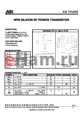 TVU005 datasheet - NPN SILICON RF POWER TRANSISTOR