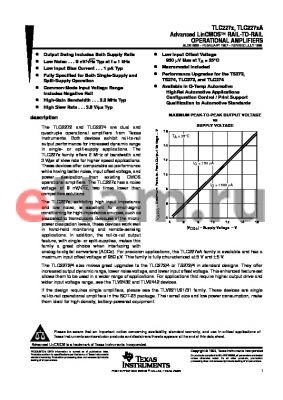 TLC2272AQPW datasheet - Advanced LinCMOSE RAIL-TO-RAIL OPERATIONAL AMPLIFIERS