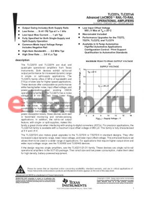 TLC2272MFKB datasheet - Advanced LinCMOS RAIL-TO-RAIL OPERATIONAL AMPLIFIERS