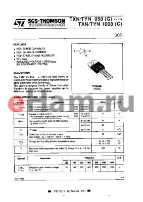 TYN058G datasheet - Silicon controlled rectifiers