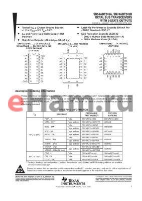 SN74ABT245BDBRG4 datasheet - OCTAL BUS TRANSCEIVERS WITH 3 STATE OUTPUTS