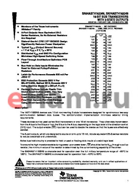 SN74ABTH162245 datasheet - 16-BIT BUS TRANSCEIVERS WITH 3-STATE OUTPUTS