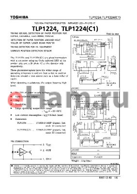 TLP1224 datasheet - TIMING SENSOR, DETECTION OF PAPER POSITION FOR COPIER, FACSIMILE, ELECTRONIC PRINTER