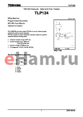 TLP124 datasheet - Office Machine Programmable Controllers AC / DC.Input Module Telecommunication