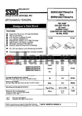 SDA9105CTNA datasheet - 100 AMPS 300 - 500 VOLTS 35 nsec HYPER FAST CENTERTAP RECTIFIER 40MIL PINS