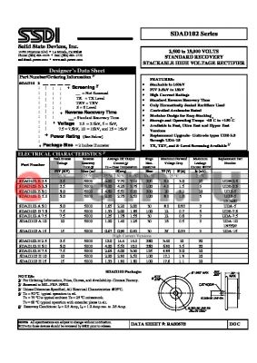 SDAD102A7.5 datasheet - 2,500 to 15,000 VOLTS STANDARD RECOVERY STACKABLE HIGH VOLTAGE RECTIFIER