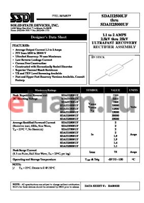 SDAH15000UF datasheet - 1.1 to 2 AMPS 2.5kV thru 25kV ULTRAFAST RECOVERY RECTIFIER ASSEMBLY