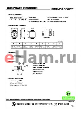 SDB1608-220MF-13 datasheet - SMD POWER INDUCTORS SDB1608