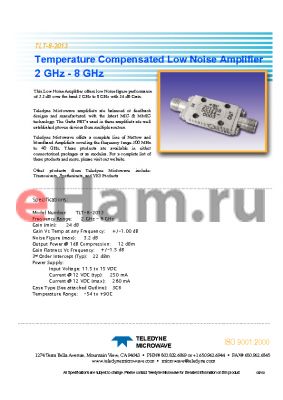 TLT-8-2013 datasheet - Temperature Compensated Low Noise Amplifier 2 GHz - 8 GHz