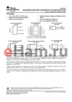 TLV1117-15CDCYG3 datasheet - ADJUSTABLE AND FIXED LOW-DROPOUT VOLTAGE REGULATOR