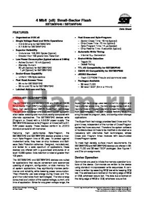 SST29SF040-55-4C-WHE datasheet - 4 Mbit (x8) Small-Sector Flash