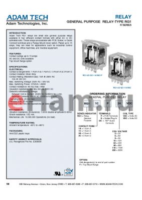 RG12CP9VDC datasheet - RELAY GENERAL PURPOSE RELAY-TYPE RG1