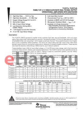 TLV2773CDR datasheet - FAMILY OF 2.7-V HIGH-SLEW-RATE RAIL-TO-RAIL OUTPUT OPERATIONAL AMPLIFIERS WITH SHUTDOWN