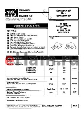 SDR966N datasheet - 60 AMP 600-900 VOLTS 80 nsec ULTRA FAST RECTIFIER