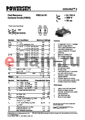 PSEI2x161 datasheet - Fast Recovery Epitaxial Diode (FRED)