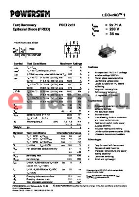 PSEI2x61 datasheet - Fast Recovery Epitaxial Diode (FRED)