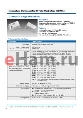 TC-400-CBB-156A160 datasheet - Temperature Compensated Crystal Oscillators (TCXOs)