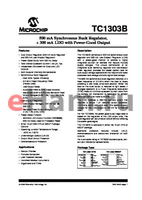 TC1303B-BO3EMF datasheet - 500 mA Synchronous Buck Regulator,  300 mA LDO with Power-Good Output