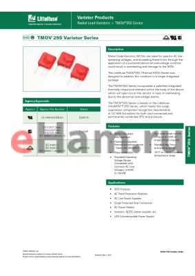 TMOV25SP130M datasheet - TMOV^25S Varistor Series
