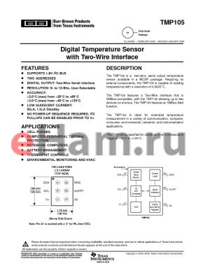 TMP105YZCR datasheet - Digital Temperature Sensor with Two-Wire Interface