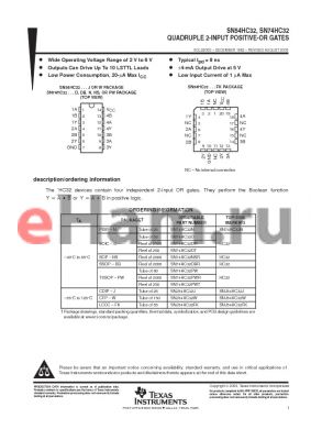 SN74HC32NE4 datasheet - QUADRUPLE 2-INPUT POSITIVE-OR GATES