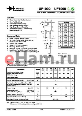 UF1000_06 datasheet - 10A GLASS PASSIVATED ULTRAFAST RECTIFIER