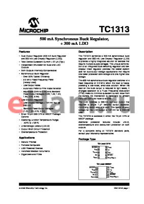 TC1313-CI2EMF datasheet - 500 mA Synchronous Buck Regulator,  300 mA LDO
