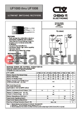 UF1008 datasheet - ULTRAFAST SWITCHING RECTIFIERS