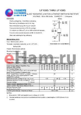 UF104G datasheet - GLASS PASSIVATED JUNCTION ULTRAFAST SWITCHING RECTIFIER