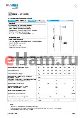 UF106S datasheet - Plastic package has Underwriters Laboratory