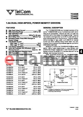 TC4428CPA datasheet - 1.5A DUAL HIGH-SPEED, POWER MOSFET DRIVERS
