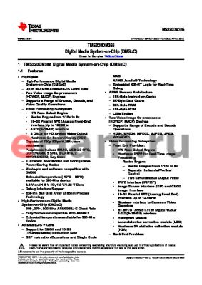 TMS320DM365ZCED30 datasheet - Digital Media System-on-Chip (DMSoC)
