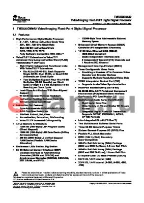 TMS320DM642AZNZ6 datasheet - Video/Imaging Fixed-Point Digital Signal Processor
