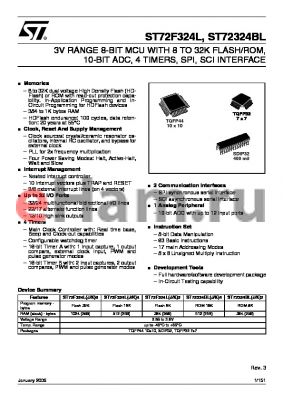 ST72324BLJ2 datasheet - 3V RANGE 8-BIT MCU WITH 8 TO 32K FLASH/ROM, 10-BIT ADC, 4 TIMERS, SPI, SCI INTERFACE