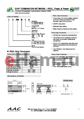 TP161275FM datasheet - CHIP TERMINATOR NETWORK - PECL, Fixed, & Power