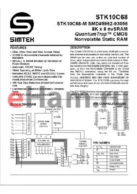 STK10C68-K25I datasheet - 8K X 8 nvSRAM QuantumTrap CMOS Nonvolatile Static RAM