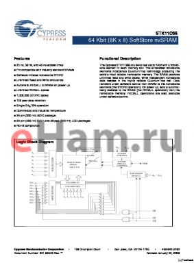 STK11C68-L35 datasheet - 64 Kbit (8K x 8) SoftStore nvSRAM