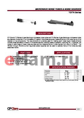 TD-44 datasheet - MICROWAVE NOISE TUBES & NOISE SOURCES