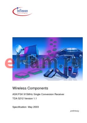 TDA5212 datasheet - ASK/FSK 915MHz Single Conversion Receiver