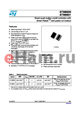 STM6601CQ2BDM6F datasheet - Smart push-button on/off controller with Smart ResetTM and power-on lockout