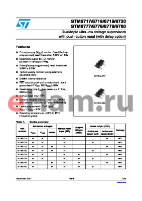 STM6720MSGWY6F datasheet - Dual/triple ultra-low voltage supervisors with push-button reset (with delay option)