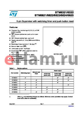 STM6821MWY6F datasheet - 5-pin Supervisor with watchdog timer and push-button reset